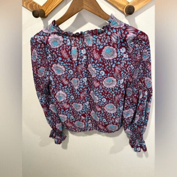 🌟Rebecca Mincoff Penelope floral smocked tassels ties top women's size Medium🌟 - Picture 8 of 10